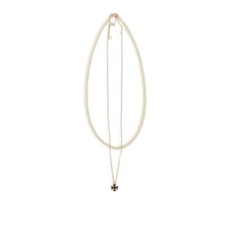 Tory Burch Accessoires, Dames, Geel, ONE Size, Polyester, Gelaagde ketting met Kira-stijl