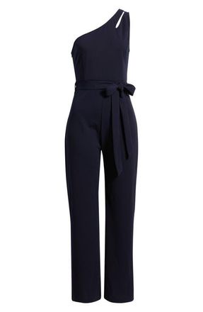 Nikki Lund Harlow One-Shoulder Jumpsuit in Blue at Nordstrom, Size X-Large