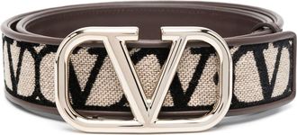 Valentino Garavani 40mm Toile Iconographe belt - women - Calf Leather/Fabric - 75 - Black