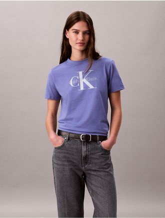 Calvin Klein Jeans Calvin Klein Womens Rhinestone Monologo Classic Tee - Purple - XL