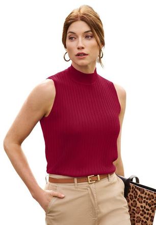 Jessica London Ribbed Sleeveless Shell in Rich Burgundy at Nordstrom, Size Medium