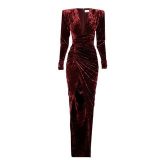 Alexandre Vauthier Party Dresses, female, Brown, Size: S Velour Dress With Draping