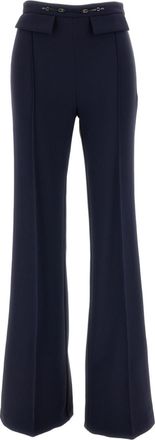 Elisabetta Franchi Blue Crepe Stretch Flared Pants