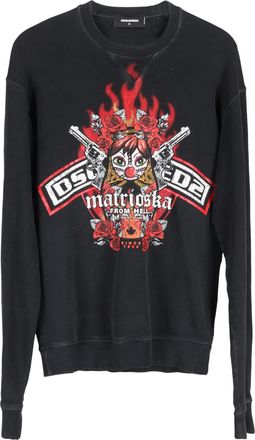 Dsquared2 Matrioska bedrukte trui van zwart katoen