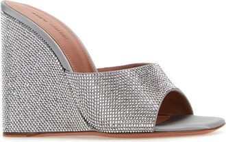 Amina Muaddi Womens Embellished Satin Lupita Mules Gresichrcr Sandali Sandal