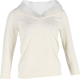 Max Mara V-neck Sweater in Cream Cotton