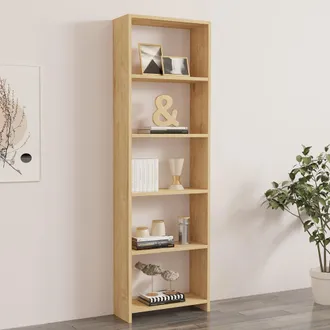 Dmora Estanter&iacute;a Paupisi, Biblioteca 5 Niveles, Instalaci&oacute;n Libre, Vertical, 50x20x160h Cm Roble Marr&oacute;n