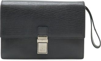 Gucci Black Leather Clutch Bag (Pre-Owned)