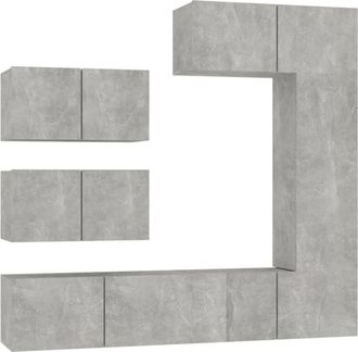 vidaXL 6 Piece TV Cabinet Set Concrete Grey Engineered Wood vidaXL
