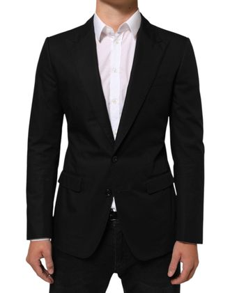 Dolce & Gabbana Black Wool 2 Buttons Suit Men Jacket Blazer
