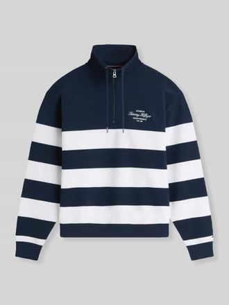 Tommy Hilfiger Relaxed Fit Troyer aus Baumwoll-Mix mit Tunnelzug in Dunkelblau, Gr&ouml;&szlig;e XXL