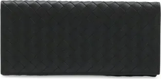 Bottega Veneta Intrecciato Black Leather Long Bill Wallet (Bi-Fold) (Pre-Owned)