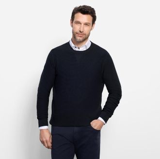 Olymp Rundhalspullover OLYMP OLYMP Strick Casual, Herren, Gr. 4XL, blau (marine), Obermaterial: 100% Baumwolle, schmal, Rundhals, Pullover Rundhalspullover,