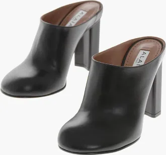 Alaia Leather Mules with 10cm Covered Heel Alaia