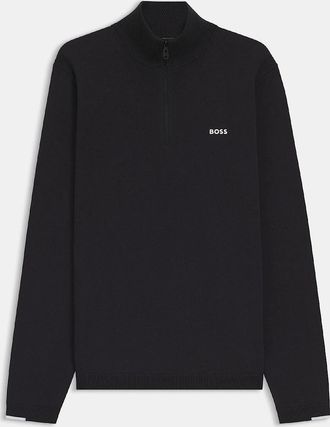 HUGO BOSS Mens K Ever-X Zip Neck Cotton Sweater - Navy - Size: 42