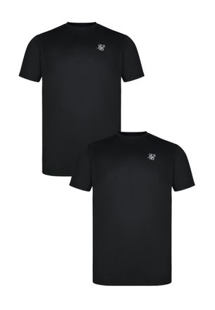 Siksilk Mens Black Pack of 2 Muscle Fit T-Shirts XXL