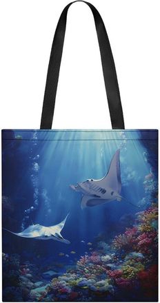 Generic Sea Stingray Print Tote Bag for Women Men Shoulder Bags Purses Pouch Handbags