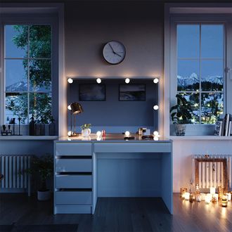 Vicco Tocador Sherry, Blanco/oro, 120 Cm Con Iluminaci&oacute;n Led