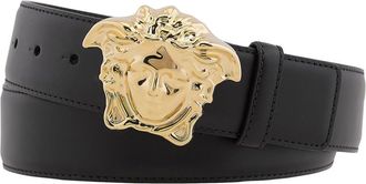 Versace Mens Black Palazzo Smooth Leather Belt, Brand Size 90 CM