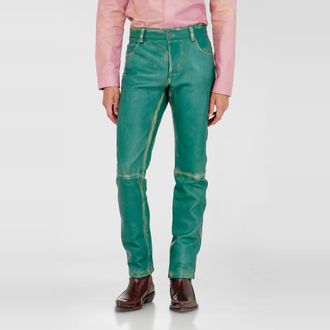 Diesel Pants in treated leather - Pants - Man - Green
