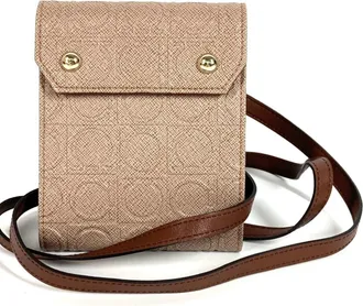 Ferragamo Beige Black Leather Chain/Shoulder Wallet (Pre-Owned)
