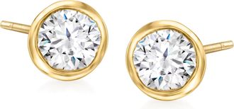 Ross-Simons Bezel-Set Diamond Stud Earrings in 14kt Yellow Gold