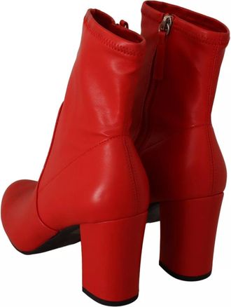 Steve Madden Leather Block Heels Ankle Boots Womens Shoes (Pre-Owned)