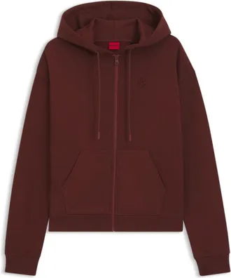 HUGO BOSS Cotton-terry zip-up hoodie with stacked-logo embroidery
