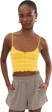 Free People Snap Into It Henley Crop Womens Clothing Banana Citrus : MD-LG (Womens 8-12), Nylon/Spandex