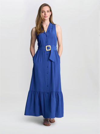 Gina Bacconi Womens Jamie Maxi Shirt Dress - Blue - Size X-Large