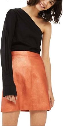 Topshop Mini Faux Leather Skirt In Orange