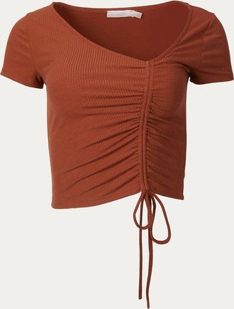 Lush Ruched Cropped Top In Sienna