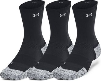 Under Armour Mens Ua Ad Run Cushion 3 Pack Crew Sock Black 7.5-12