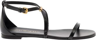 Alexander McQueen Flat Sandalen - Dames - Sandalen - Zwart - 36 EU - Schoenen