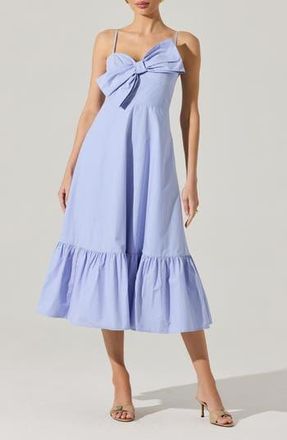 ASTR the Label Twisted Bow Detail Cotton Dress in Blue at Nordstrom Rack, Size X-Small