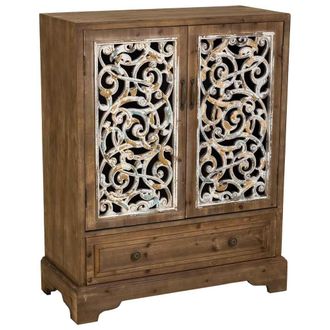 Wanderlust Deco Armario De Madera Y Metal Marr&oacute;n 83x38x102
