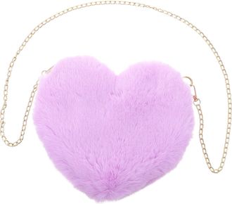 Yardwe WomenS Plush Heart-Shaped Crossbody Bag Single-Shoulder Lady Outdoor Cosmetics Storage Pouch Portable Soft Chain Strap Handbag for ValentineS Day