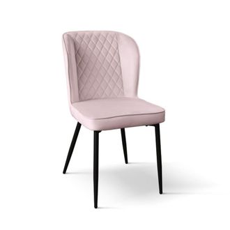 Konte Design Lote de 4 sillas de terciopelo rosa y patas de metal antracita