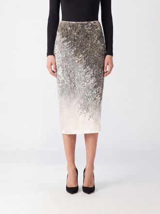 Elisabetta Franchi Gonna midi a tubino a vita alta con paillettes ricamate