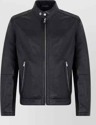 HUGO BOSS leather zip-up jacket