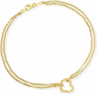 Canaria Canaria 10kt Yellow Gold Open-Space Heart Anklet