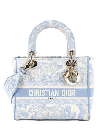 Dior Lady D-Lite Bag Embroidered Canvas Medium satchel - women - Canvas - One Size - Blue