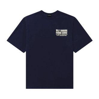 Willy Chavarria T-Shirts, male, Blue, Size: S Printed Cotton T-shirt