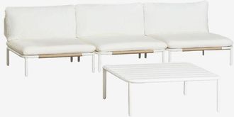 Sklum Sklum - Conjunto De Jard&iacute;n Con Sof&aacute; Modular De 3 Piezas Y Mesa De Centro Roubly