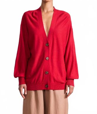 Apiece Apart Drippy Tissue Cardigan In Deep Red