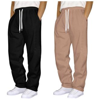 Generic 1/2/3 Pack Joggers for Men UK Tracksuit Jogging Bottoms Straight Leg Open Hem Joggers Uncuffed Elastic Waist Drawstring Sweatpants Workout Gym Track P