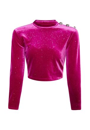 Faina Fluwelen overhemd met glitters Dames roze