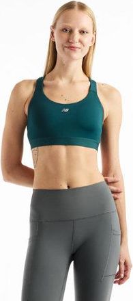 New Balance Mujer NB Essential Train Bra en Verde, Poly Knit, Talla XS