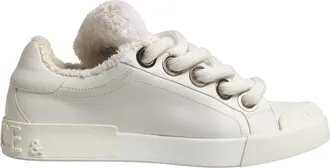 Dolce & Gabbana White Shearling Fur Bianco Low Top Sneakers Mens Shoes (Pre-Owned)