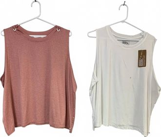 Eddie Bauer Womens Surreal Travel 2 Piece Tank Top - Plus In White Desert Pink